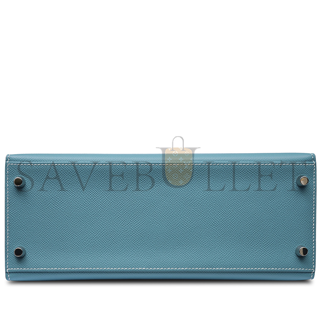 HERMÈS MASTER BLEU JEAN EPSOM KELLY 25 SELLIER PALLADIUM HARDWARE (25*17*7cm)